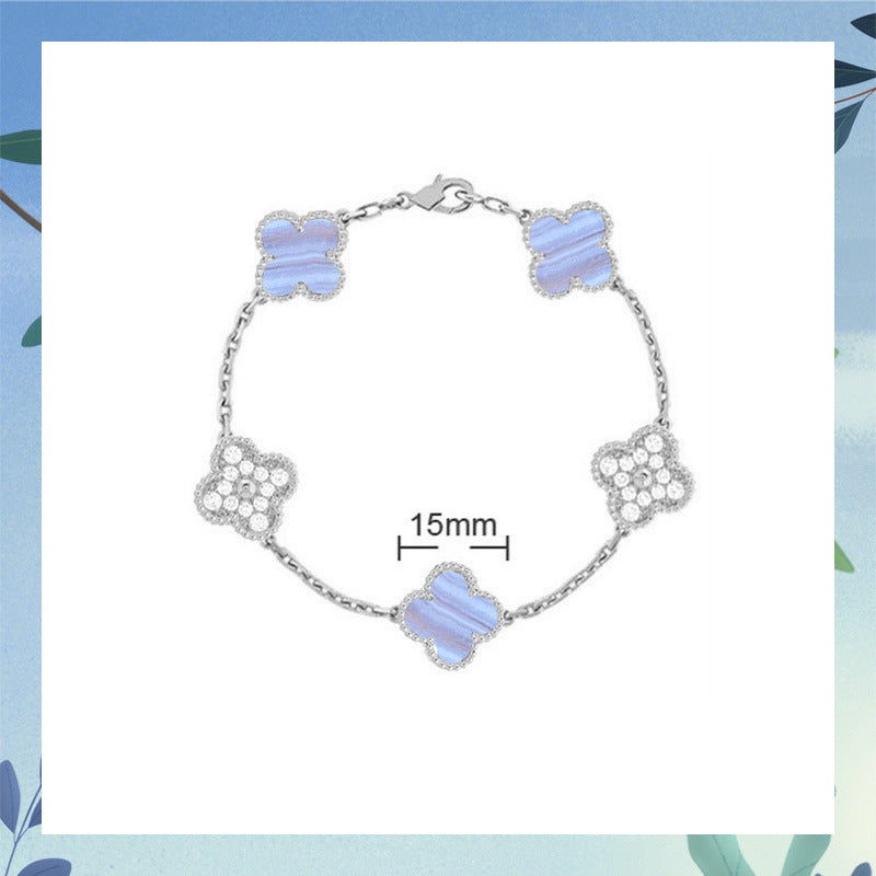 Red Agate Clover Female Pork Belly White Shell Bracelets