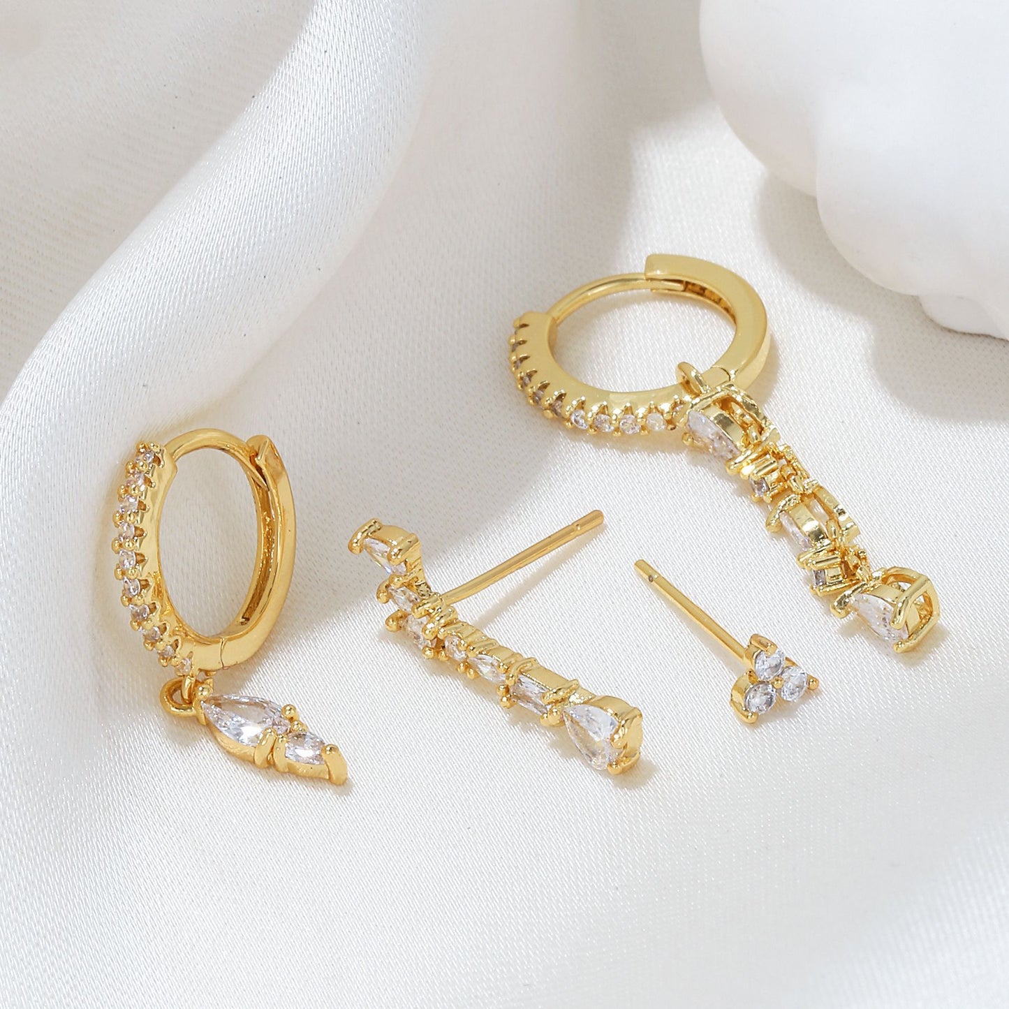 Trendige Anzug-Ohrringe mit geometrischem Zirkon-Ohrschmuck