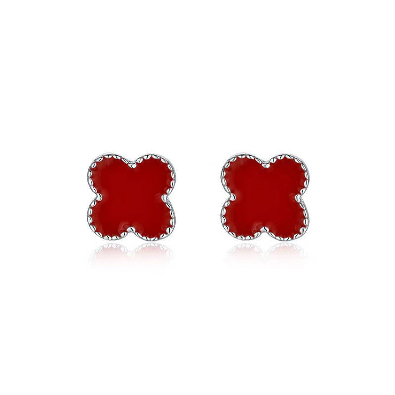 Four Leaf Clover Ear Elegant Sapphire Earrings