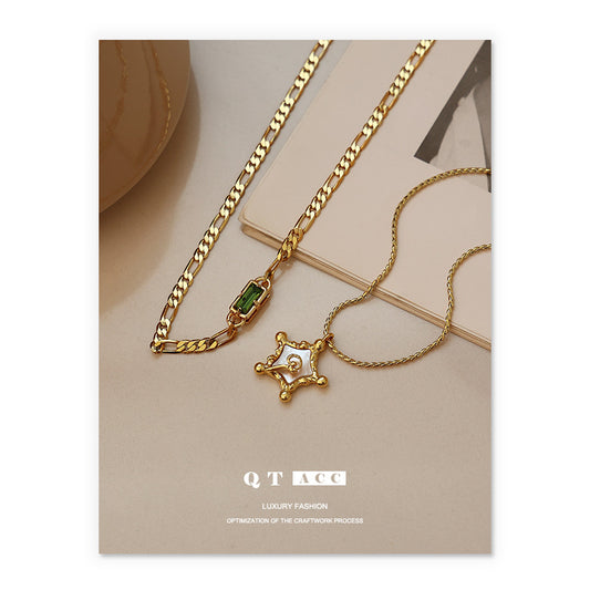 Brass Gold Plated French Vintage Style Niche Exquisite Fashion Necklaces