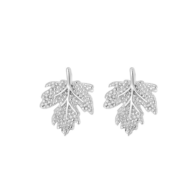 Women's Sterling Sier Maple Leaf Korean Style Unique Earrings