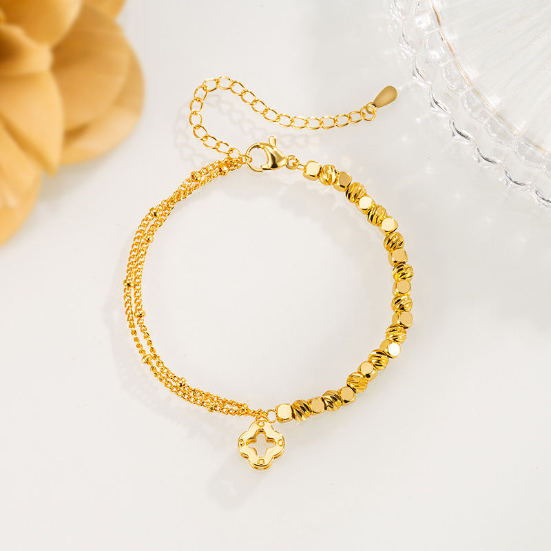 Broken Gold Clover Female Light Luxury Minority Bracelet