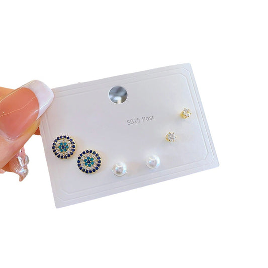Women's Three Pairs Storage Ear Simple Set Earrings