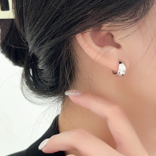 Women's Sterling Curved Circle Font Ear Fashion Earrings