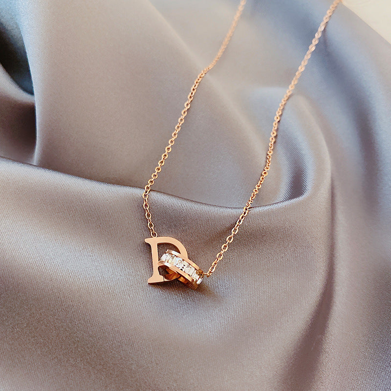 Buckle White Diamond Rose Gold Clavicle Chain Necklaces