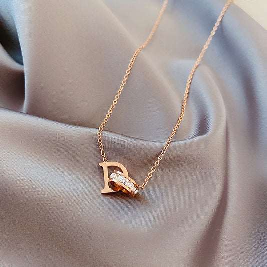Buckle White Diamond Rose Gold Clavicle Chain Necklaces