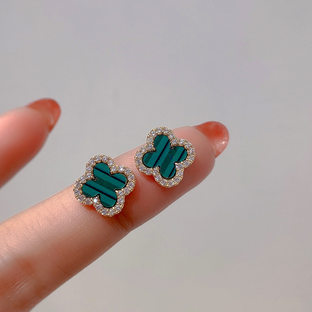 Sense Finely Inlaid Sier Needle Live Earrings