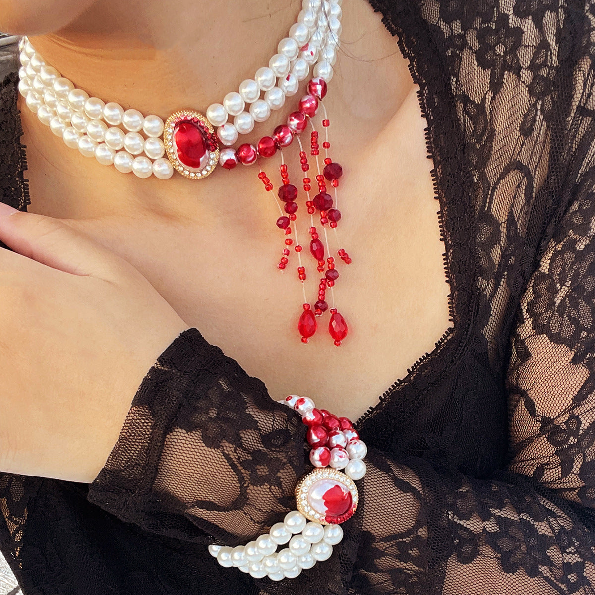 Beaded Halloween Imitation Pearl Collar Vintage Necklaces