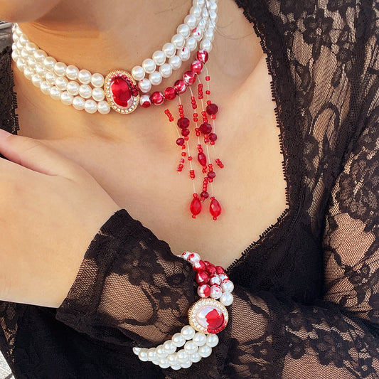 Beaded Halloween Imitation Pearl Collar Vintage Necklaces