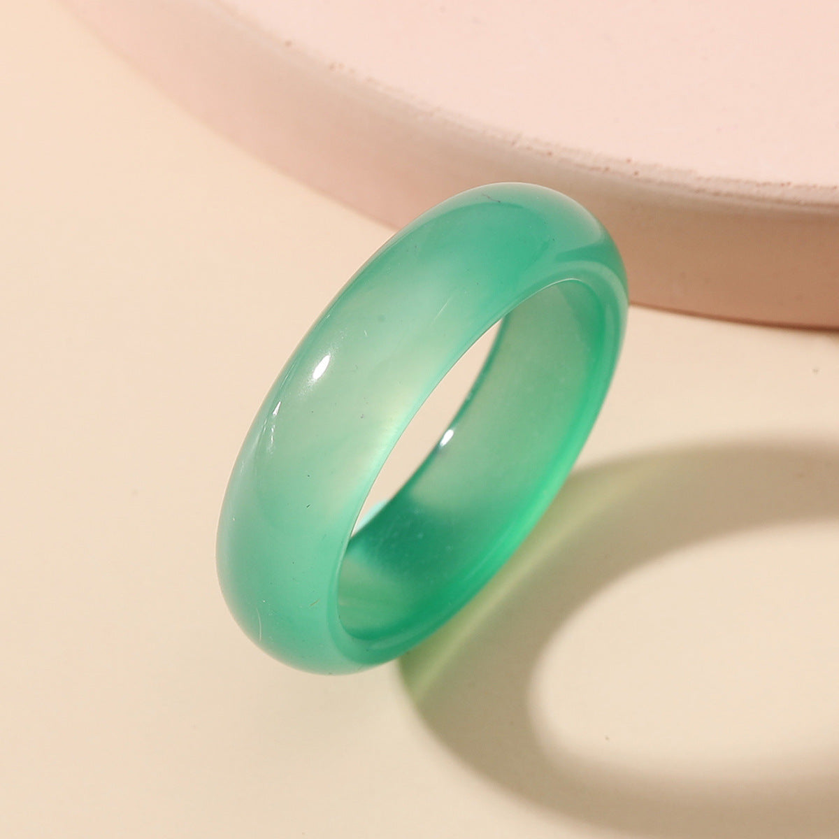 Agate Green Chalcedony Iced Female Hand-held Rings