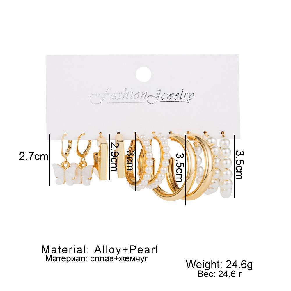 Retro Card Fashion Pearl Butterfly Dripping Stud Earrings