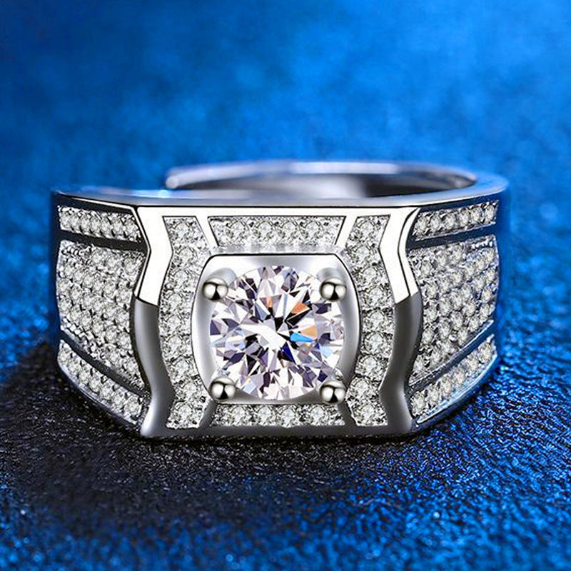 Men's Simulation 2 Karat Light Luxury Abide Rhinestone Rings