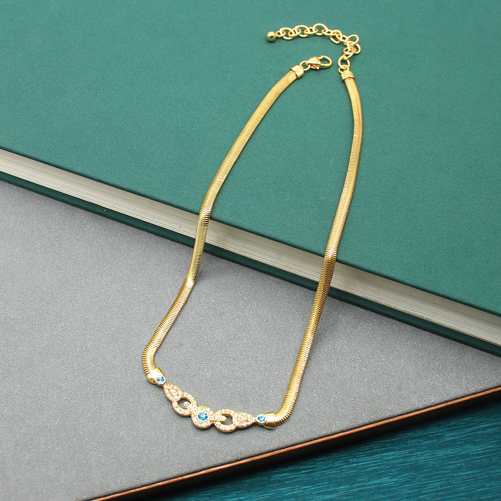 Diamond Snake Bones Chain Water Drop Shape Earings Elegant Retro Jewelry Set