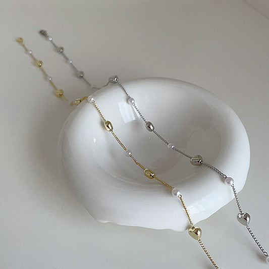 Colliers et personnalité rétro de niche féminine en perles de cœur