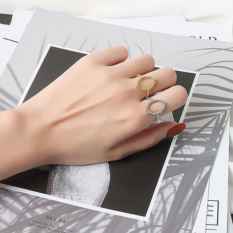 Fashion Hollow Oval Beans Female Tide Rings