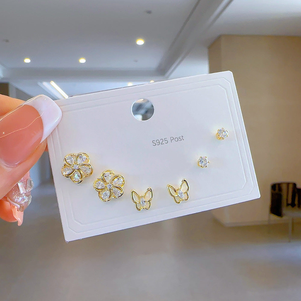Women's Three Pairs Storage Ear Simple Set Earrings