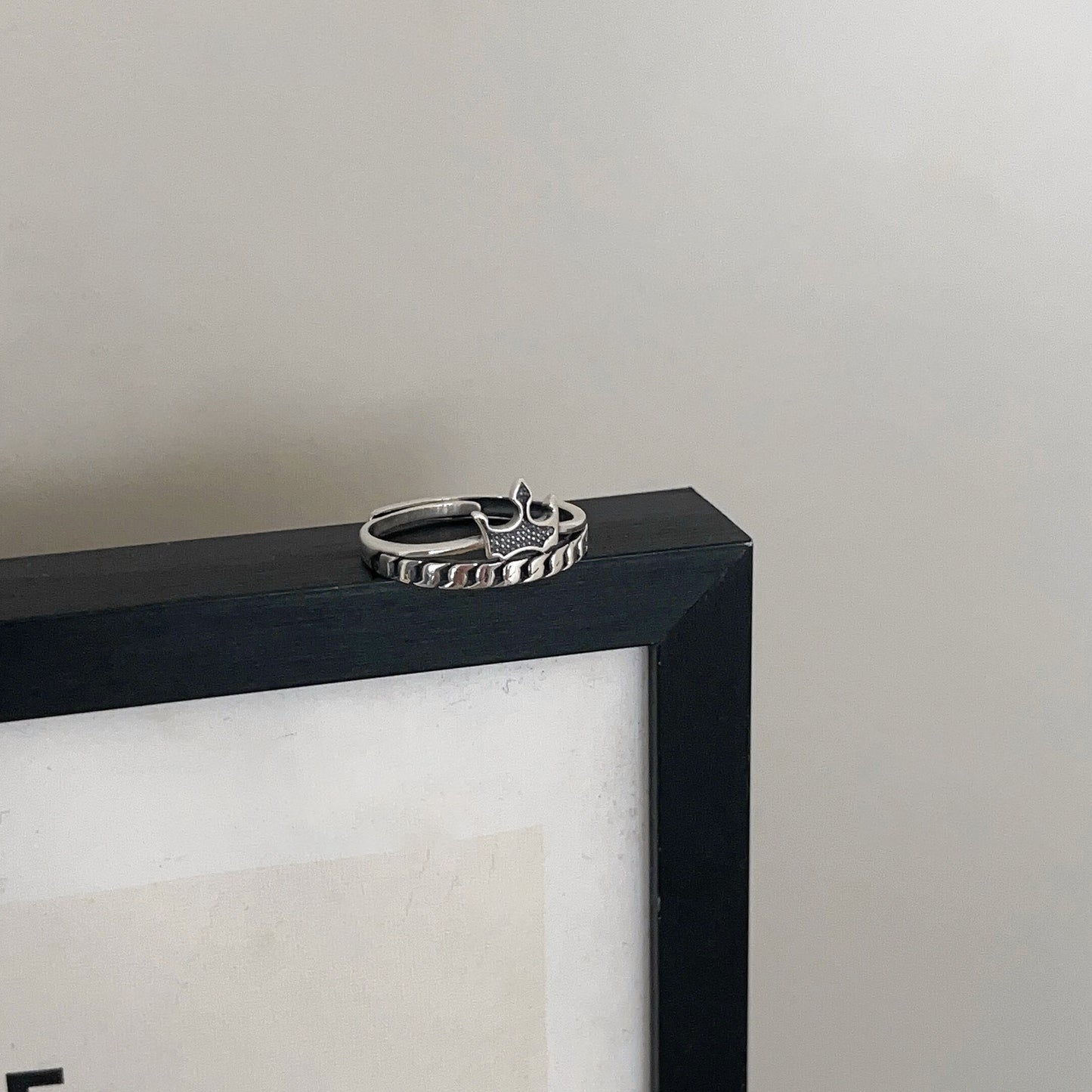 Bagues d'indexation féminines pentagramme de style industriel en argent sterling