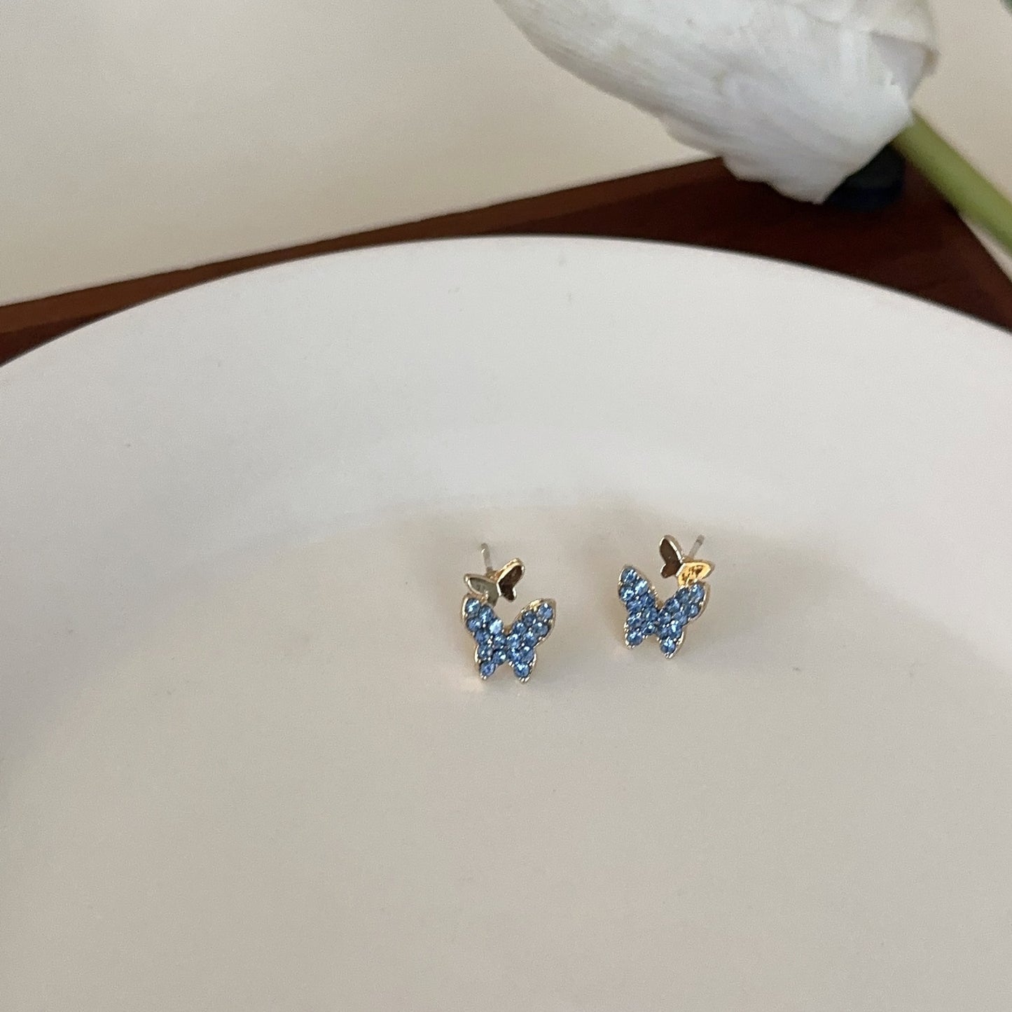 Full Diamond Small And Personalized Butterfly Earrings