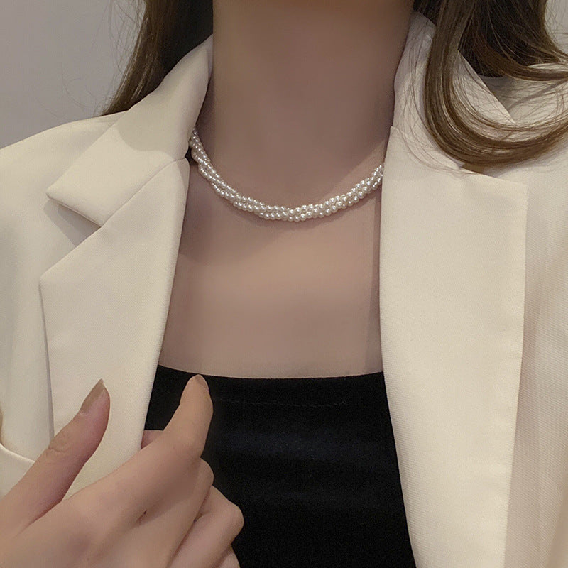Retro Pearl Winding Light Luxury Minority Necklaces