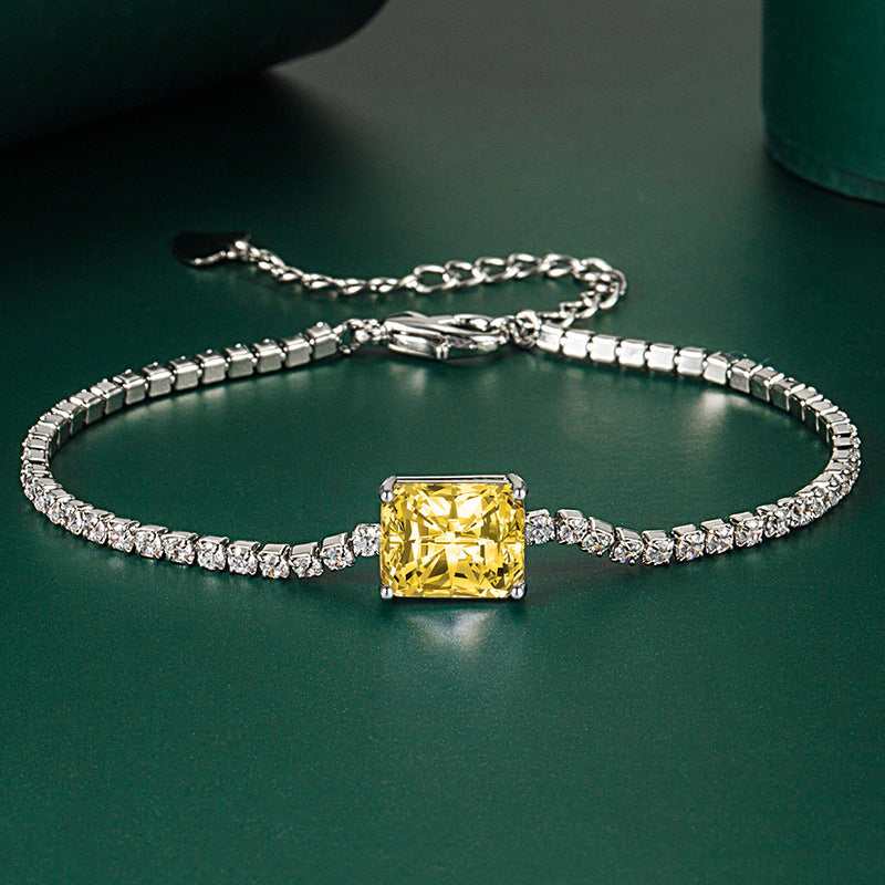 Edelsteine quadratische Diamantkette, modische rosa Armbänder