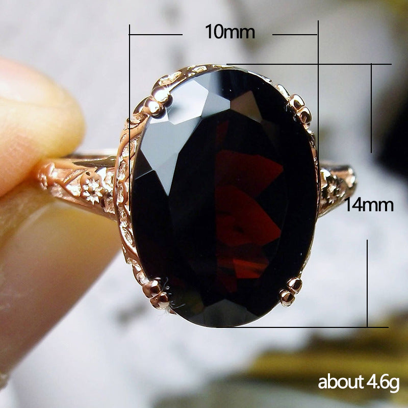 Retro Style Red Zircon Female Luxury Rings