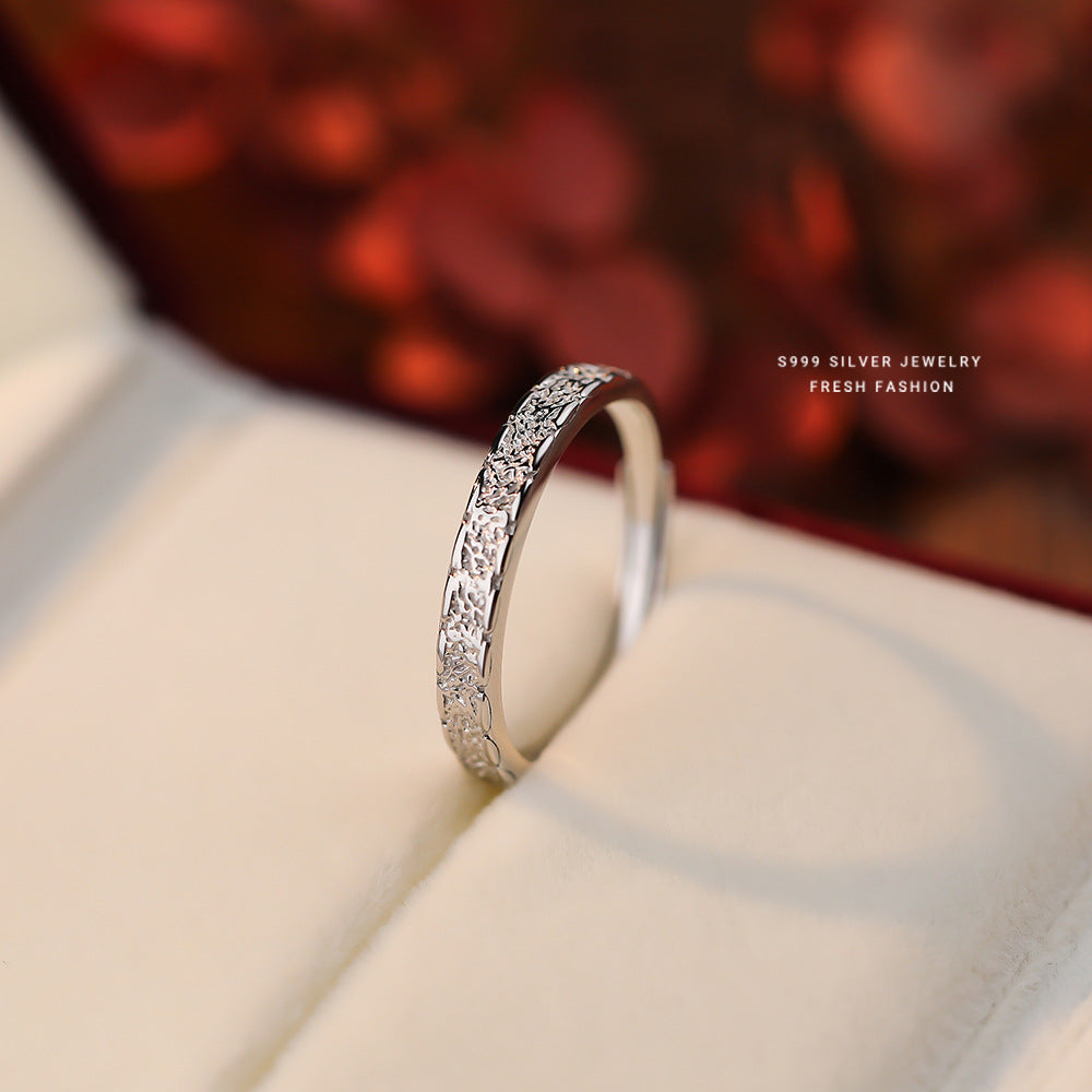 Women's & Men's & Pure Sier Texture Couple Star Rings