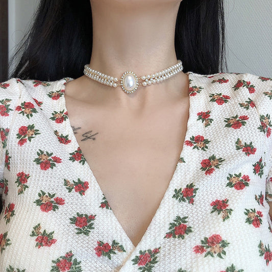 Colliers en chaîne de clavicule française sauvage pour femmes, tempérament de perles