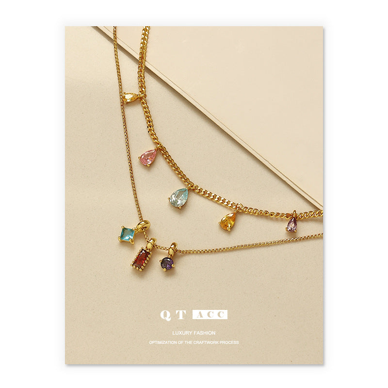 Colliers de cou à pendentif en Zircon de couleur d'été gracieuse pour femmes