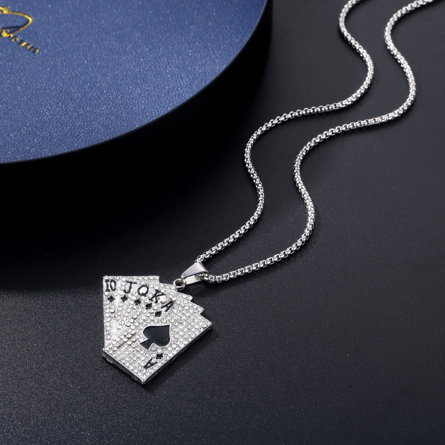 Women's & Men's & Full Diamond Playing Cards Jewelry Necklaces