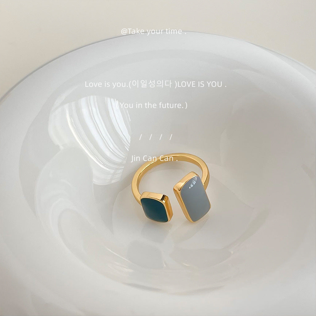 Stil Tropfoffene galvanisierte quadratische geometrische Ringe