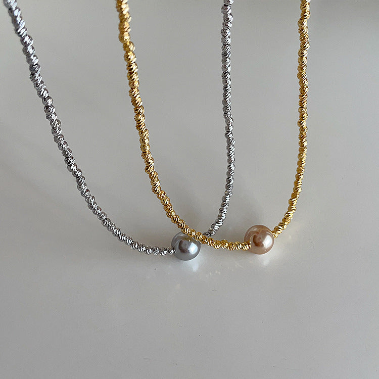 High-grade Irregular Beaded Metal Pearl Female Niche Necklaces