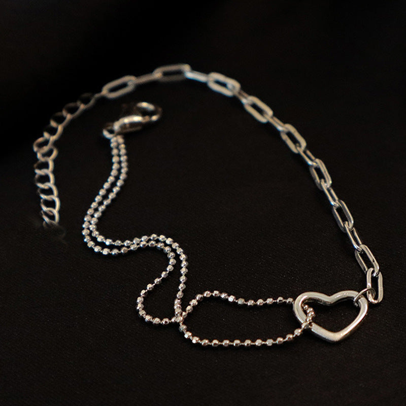 Women's Cold Style Hollow Asymmetric Heart Korean Simple Bracelet