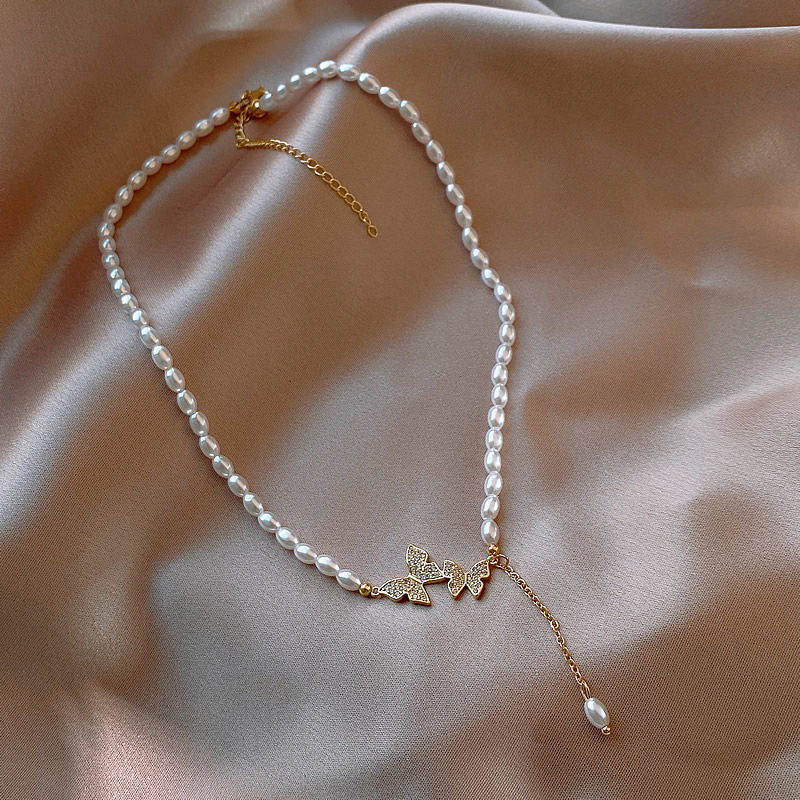 Female Summer Tassel Butterfly Pendant Elegant Necklaces