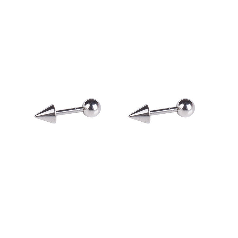 Ball Cone Ear Bone Titanium Steel Horseshoe Earrings