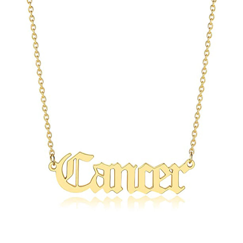 Women's Titanium Steel Ancient English Constellation Simple Necklaces