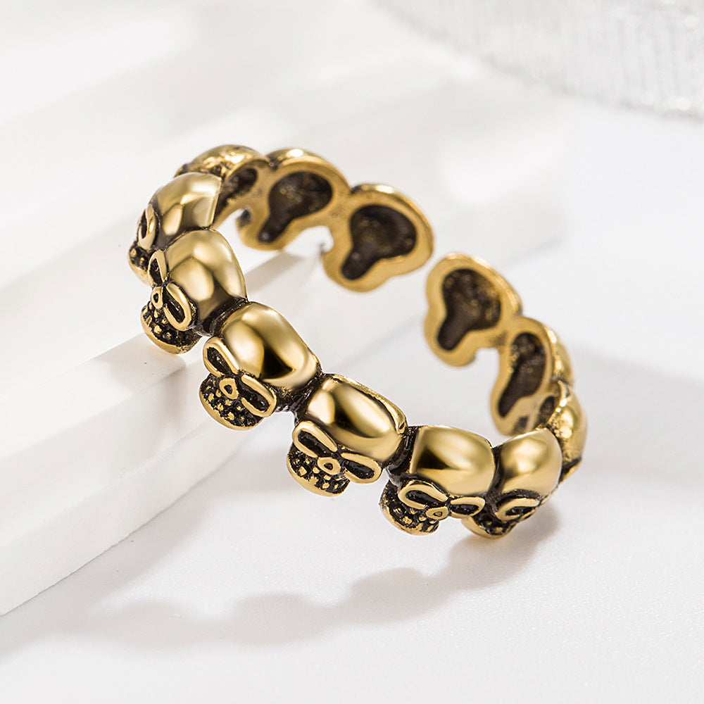 Bronze-Ornament-Ringe im Retro-Stil in Totenkopfform