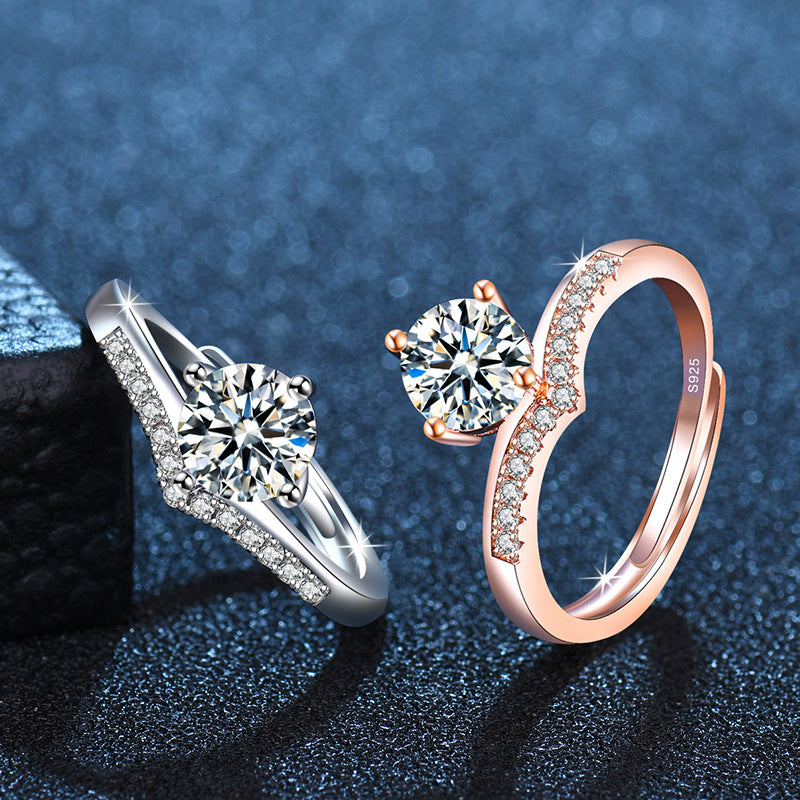 Diamond Crown Simulation Female Temperament Wild Rings