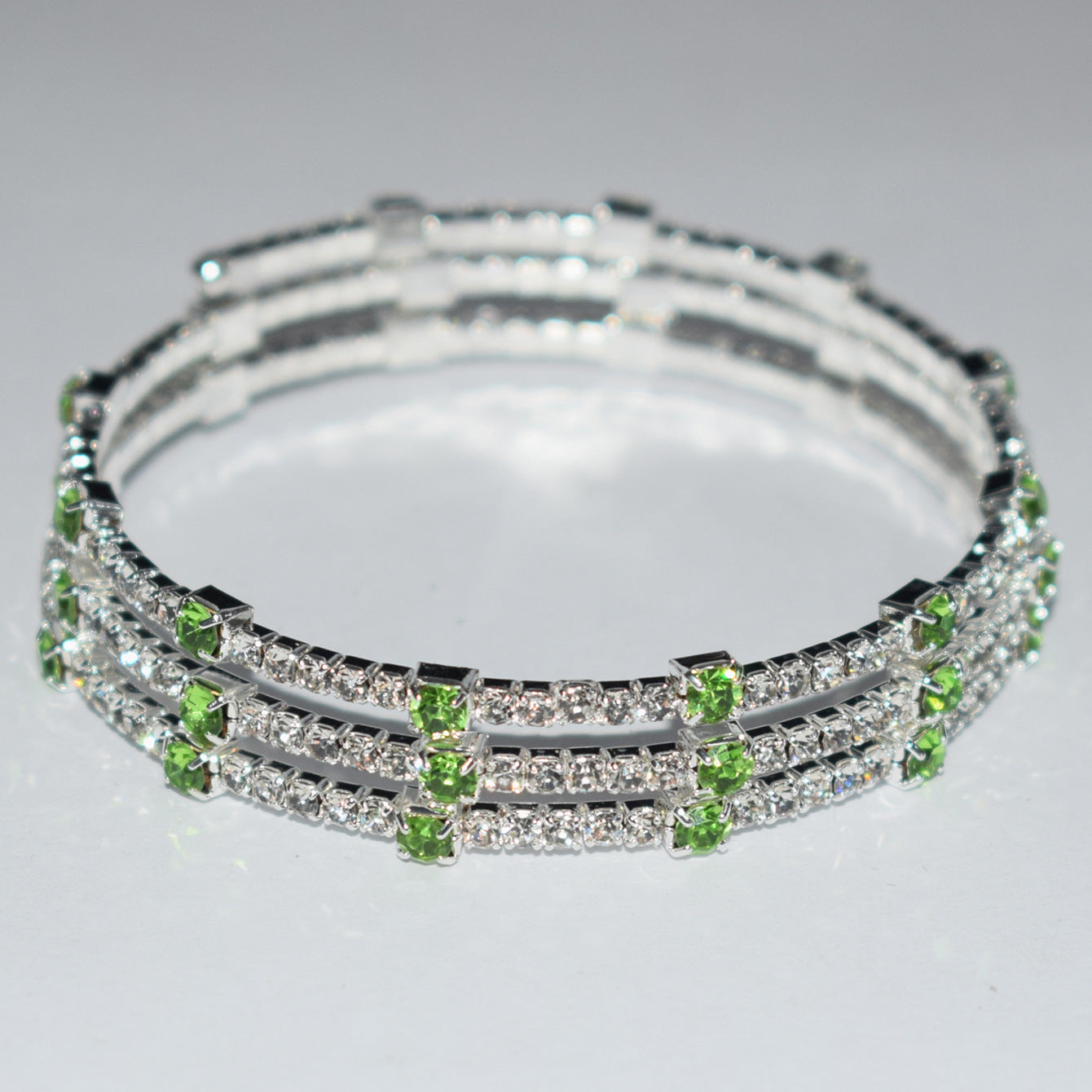 Fashion Gold Sier Color Rows Rhinestone Open-ended Winding Bracelet