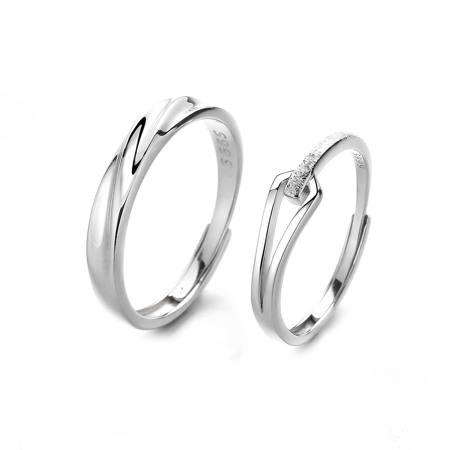 Women's & Men's Sier Pair Of And Design Proposal Rings