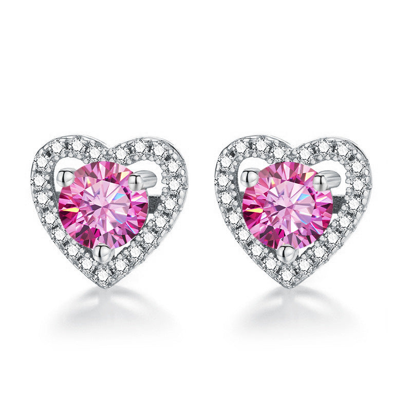 Women's Love Moissanite Simple Graceful Platinum Sterling Earrings