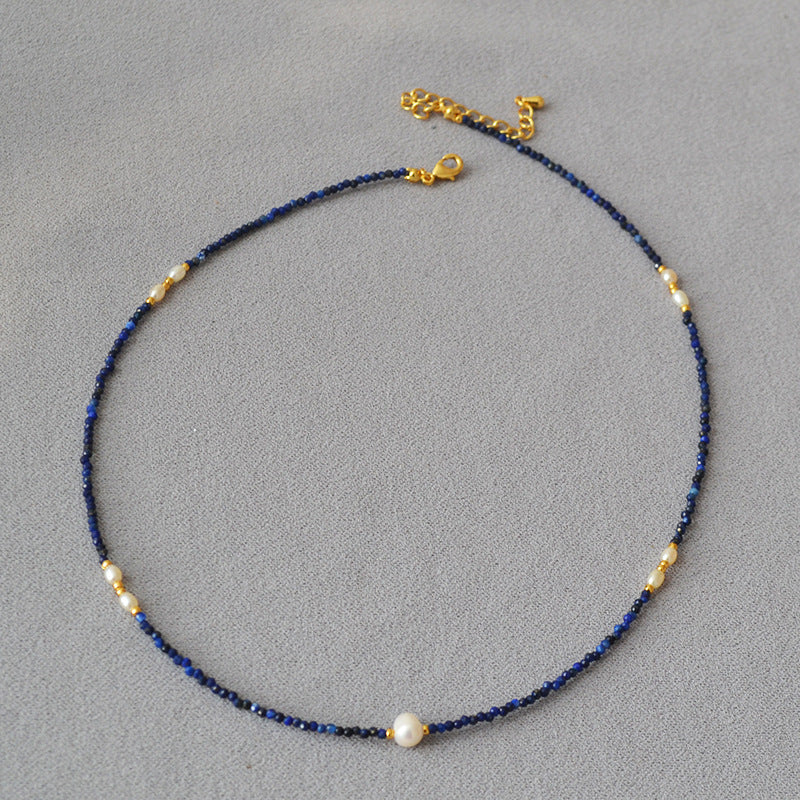 Colliers d'eau douce en perles de Lapis Lazuli sculptés