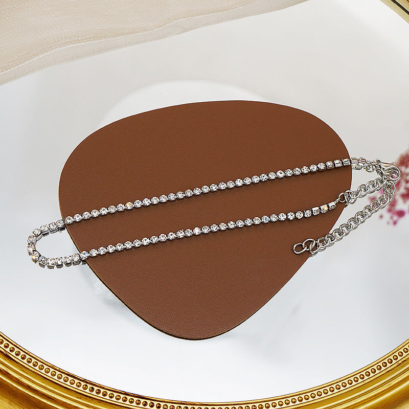 Chaîne de clavicule en strass Flash pour femmes, accessoires de cou, colliers complets