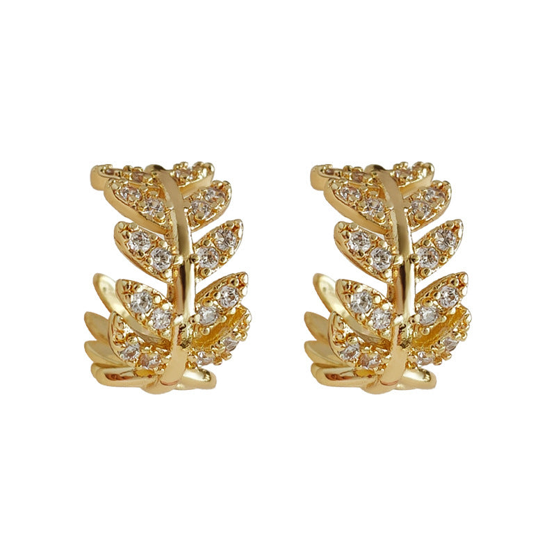 Women's Micro Inlaid Zircon Wheat Section High-grade Earrings