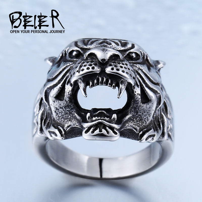 Men's Stainless Steel Vintage Personality Tiger Head Rings