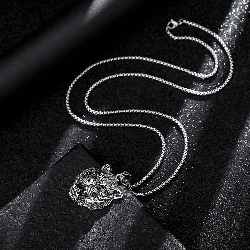 Colliers de marée métallique avec pendentif tigre et zodiaque pour femmes et hommes