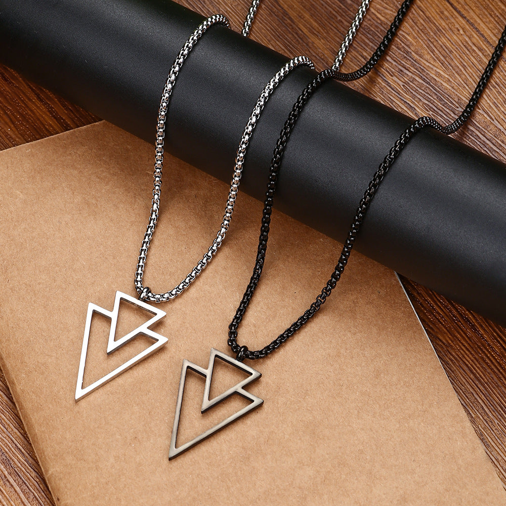 Colliers froids personnalisés géométriques en acier inoxydable avec pendentif triangulaire pour hommes