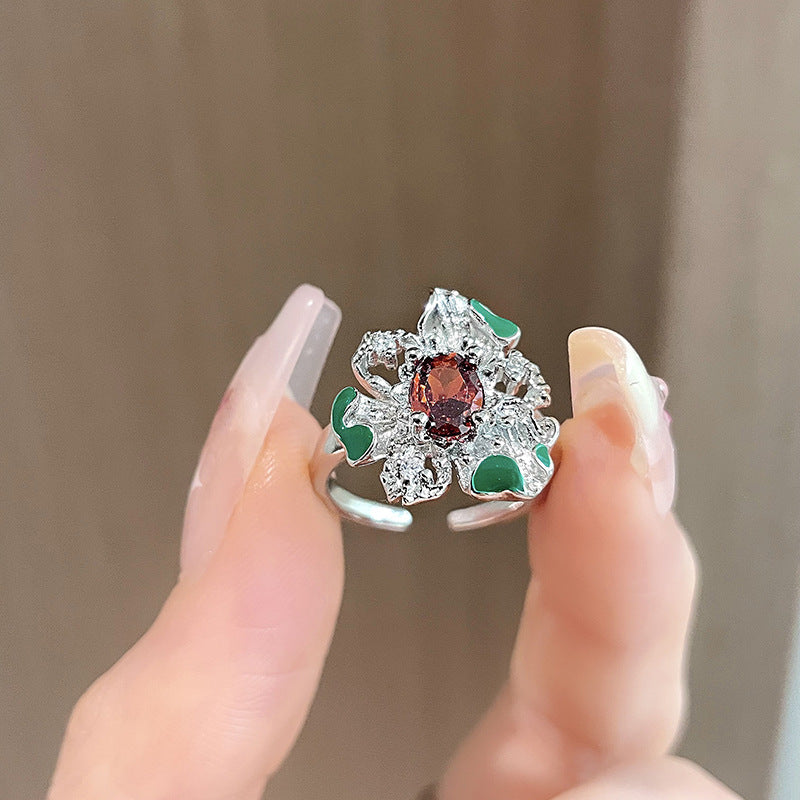 Zircon Personality Affordable Luxury Flower High Sense Rings