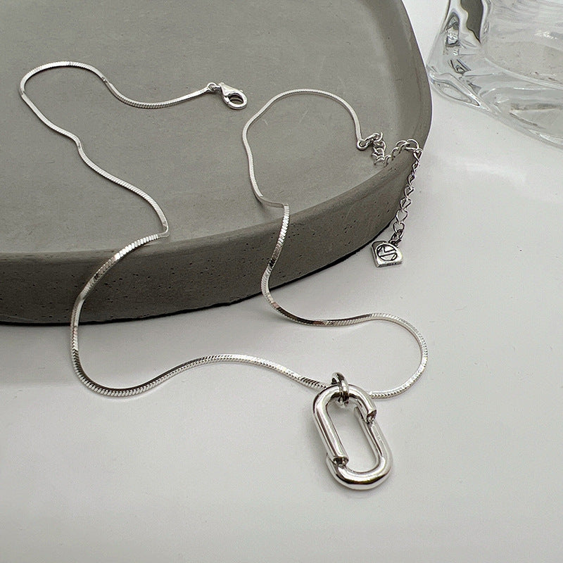 Pendentif ovale en forme d'os de serpent pour femmes, colliers simples