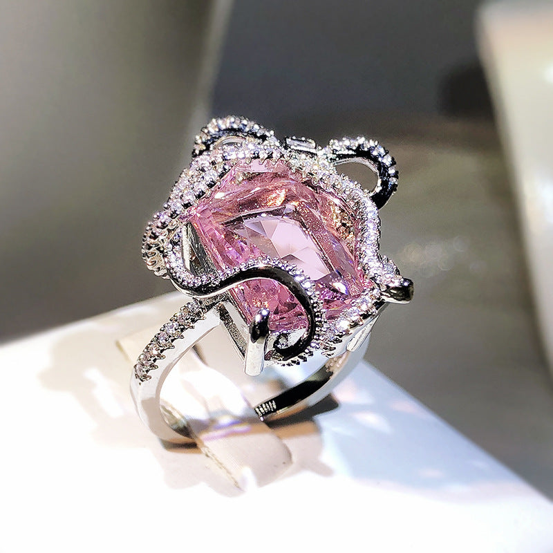Temperament Gemstone Micro Inlaid Zircon Fashion Rings