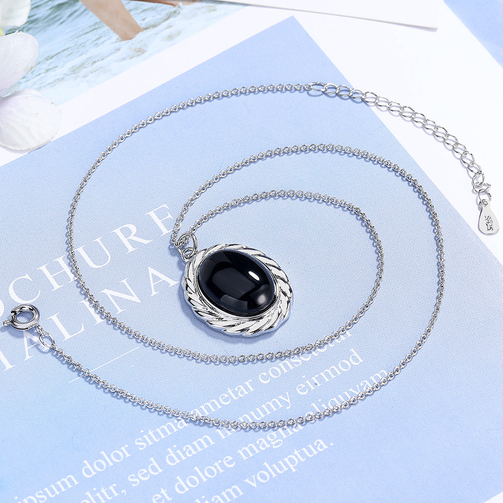 Women's Natural Black Onyx Simple Classic Element Necklaces